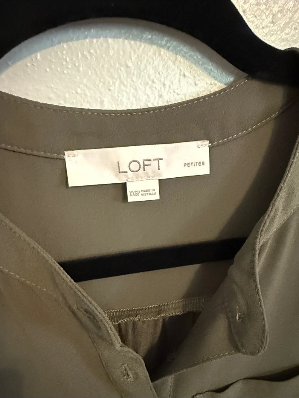 LOFT olive green mixed media henley tank top